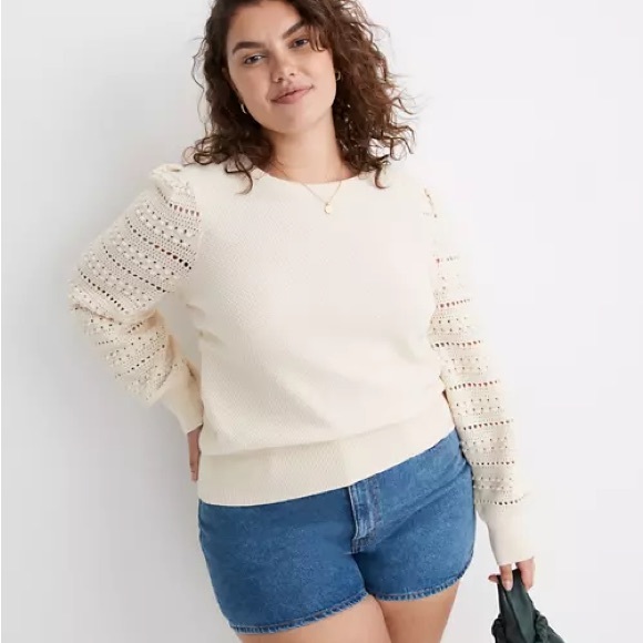 Madewell Sweaters - Madewell Bobble-Sleeve Pullover Sweater Antique Cream NWT